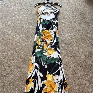 Floral Maxi Dress in Black and Yellow